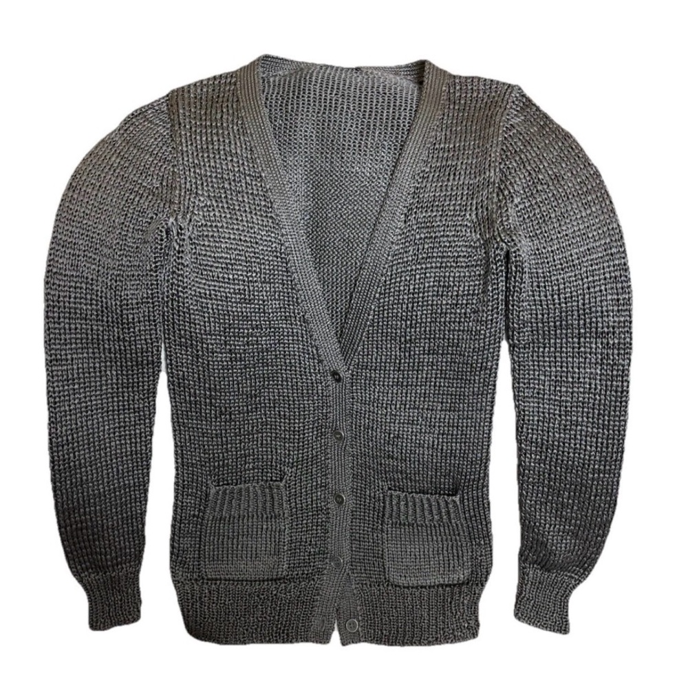 J Crew Silver Metallic Cardigan Sweater Size S